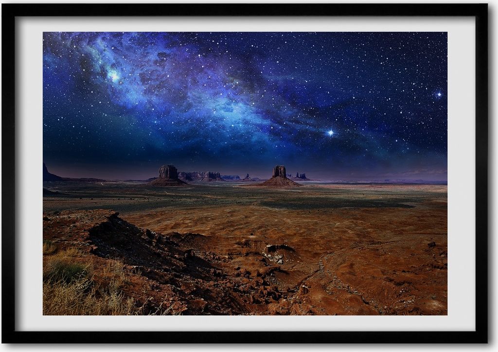 Bild - Bilder - Bilderrahmen - 70 cm x 50 cm - MDF-Rahmen, Wandkunst sternenklare Nacht