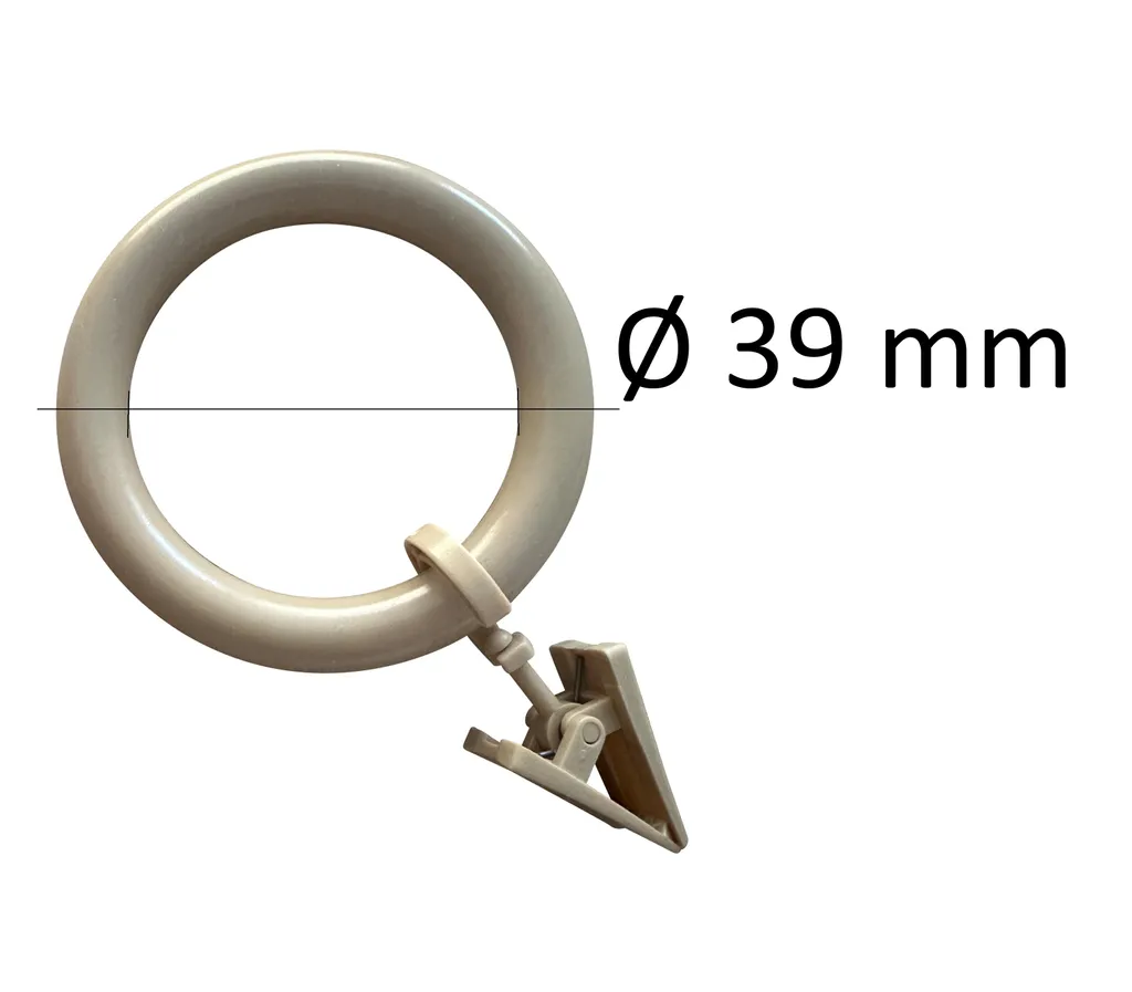Anneaux Rideaux Beige Ø 39 mm avec Pince : Finissez-en avec les Crochets
