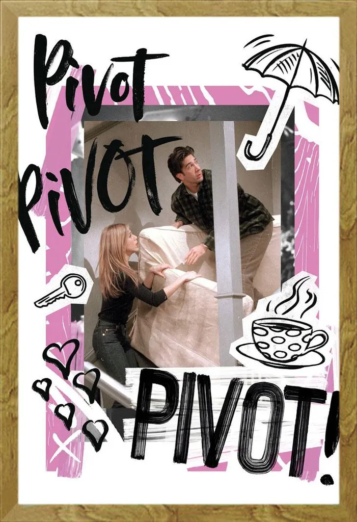 Friends - Poster - Perno + cornice rimovibile, Shinsuke® Maxi MDF oak, vetro acrilico