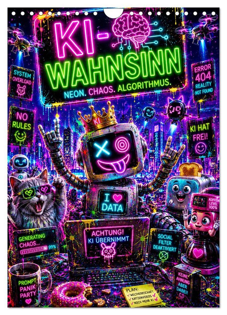 KI - Wahnsinn. neon. chaos. algorithmus (Wandkalender 2027 DIN A4 hoch), CALVENDO Monatskalender