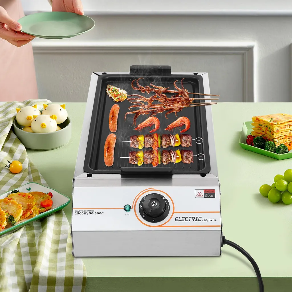 Plancha électrique de table avec grande surface de cuisson réglable - 4
