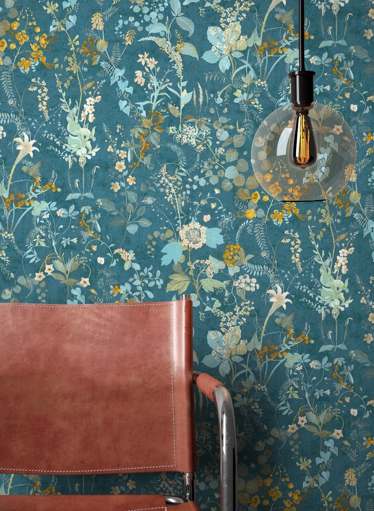 NEWROOM Tapete Türkis Vliestapete Dschungel - Dschungeltapete Floral Petrol Blau Blumen Blätter Blumentapete Tropisch Mustertapete