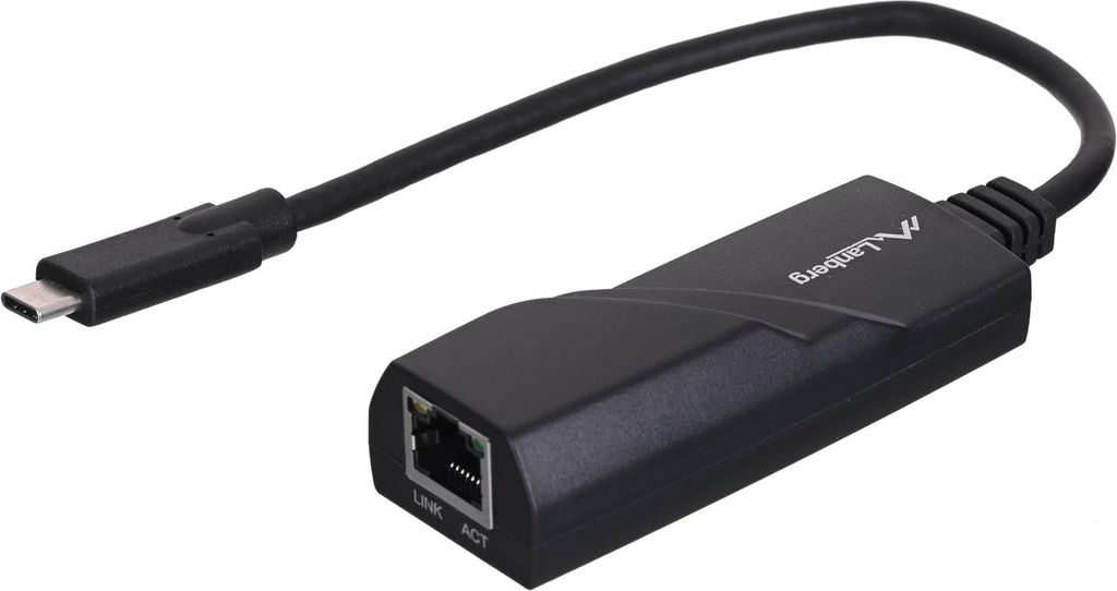 Lanberg NC-1000-02, USB Type-C, RJ-45, Czarny, 1 szt., 0,15 Zdjęcie produktu 