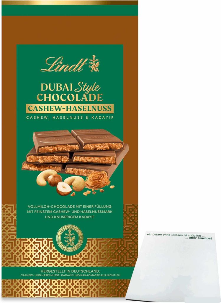 Chocolat Lindt Dubai Style aux noix de cajou et noisettes Image du produit 