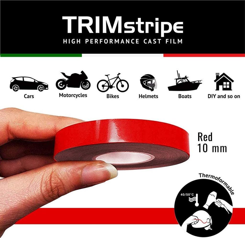 Zierstreifen Klebestreifen für Autos, Rot, 10 mm x 10 m Produktbild 