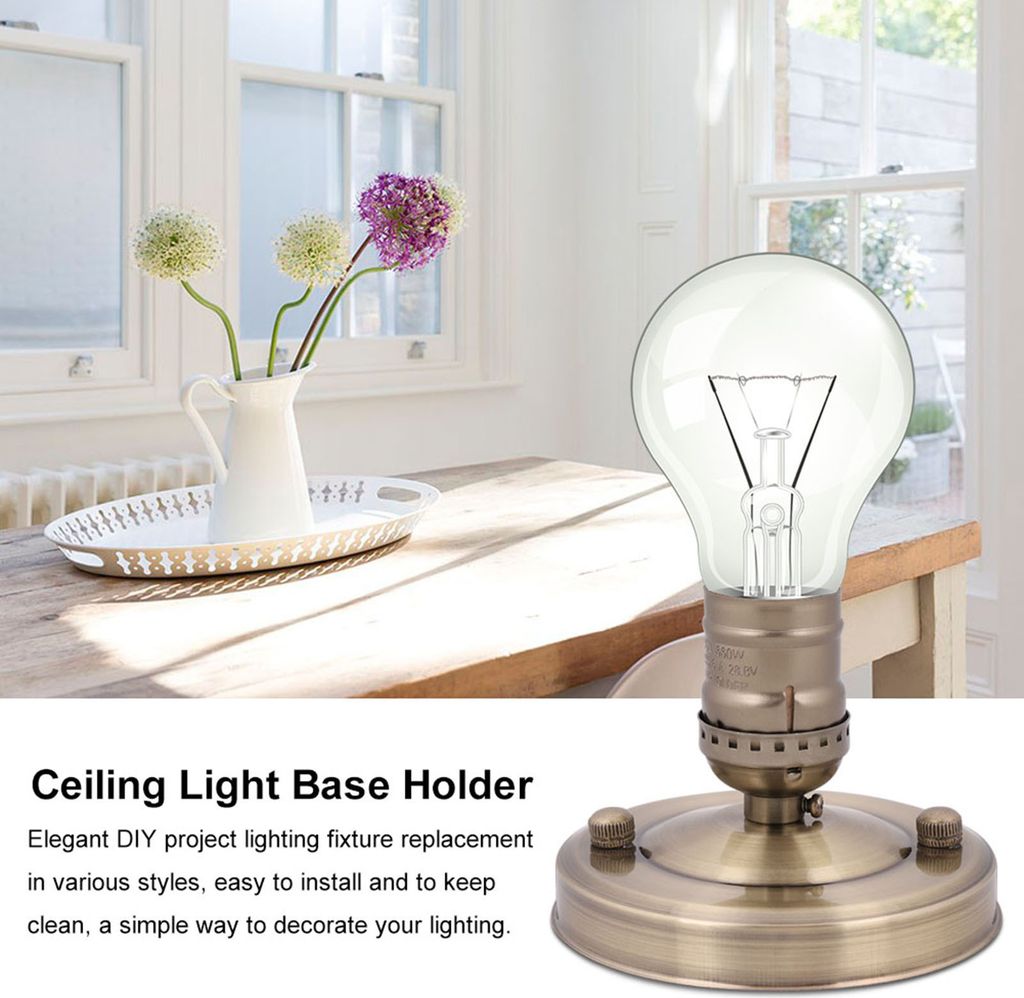 E26/E27 Vintage Industrial Ceiling/Wall Light Base Holder Hängeleuchte Lampe Schraube Sockel Bronze