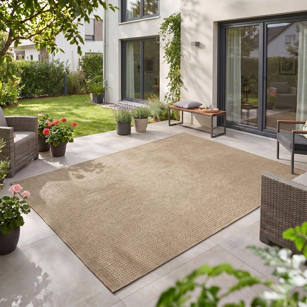 Carpetsale24, vonkajší koberec, béžová farba, 200x280 cm, Obrázok produktu 