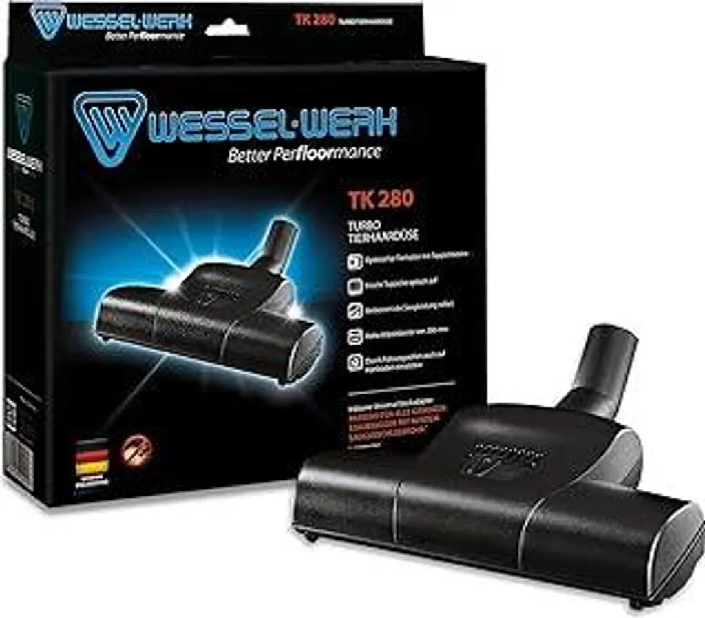 Wessel-Werk TK280 Bocchetta per peli di animali domestici 35 mm | Spazzola turbo per rimuovere peli di cani e gatti | Ideale per proprietari di animali domestici e persone allergiche | Incl. adattatore universale adatto per 32-38 mm - 1