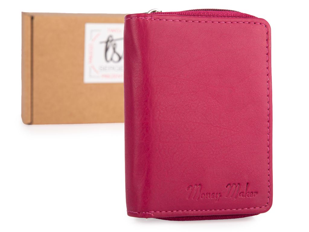 Rosa Brieftasche Geldbörse Damen Klein Geldbeutel Frauen Echtes Leder mit Münzfach Zipper Kartenhalter mit RFID Blocker