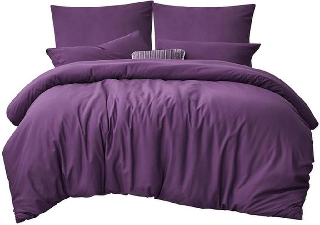 Unyqoos Luxus-3-teiliges violettes Bettset aus atmungsaktivem Mikrofaserstoff