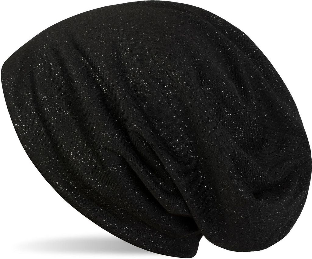 styleBREAKER Damen Beanie Mütze mit All Over Glitzer in Unifarben, Glitzermütze, Leichte Stoffmütze Einfarbig 04024117