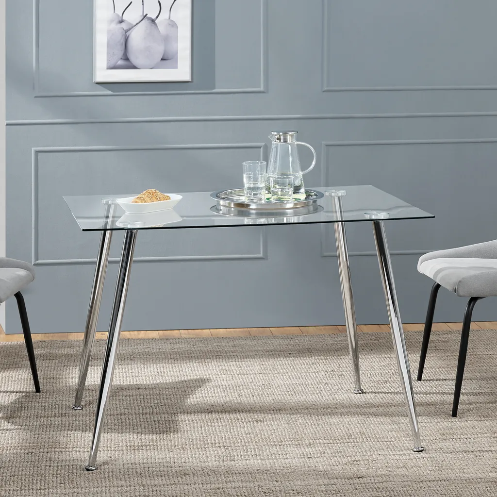 Table Console en Verre et Métal Chromé Hyrynsalmi - Mobilier Design