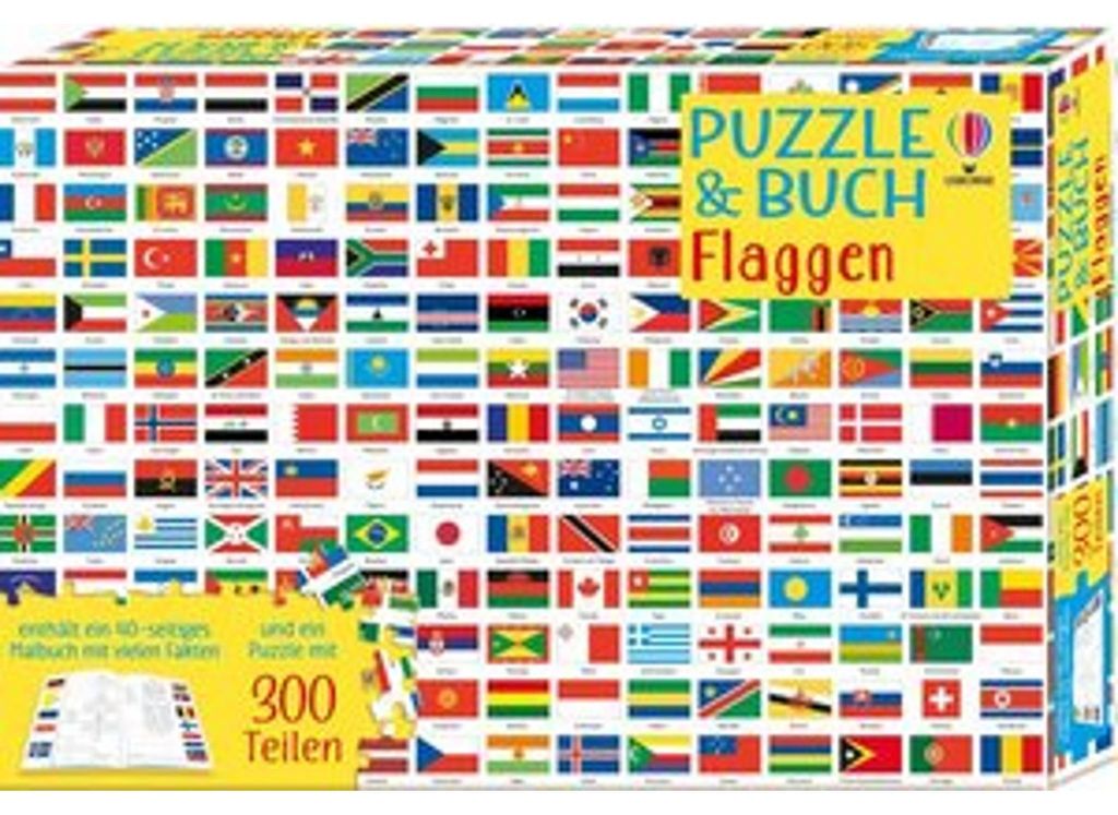 Usborne Lern-Puzzle-Set: Flaggen der Welt mit Begleitbuch Produktbild 