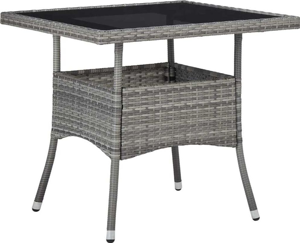 vidaXL Table de jardin Gris Poly rotin et verre Image du produit 