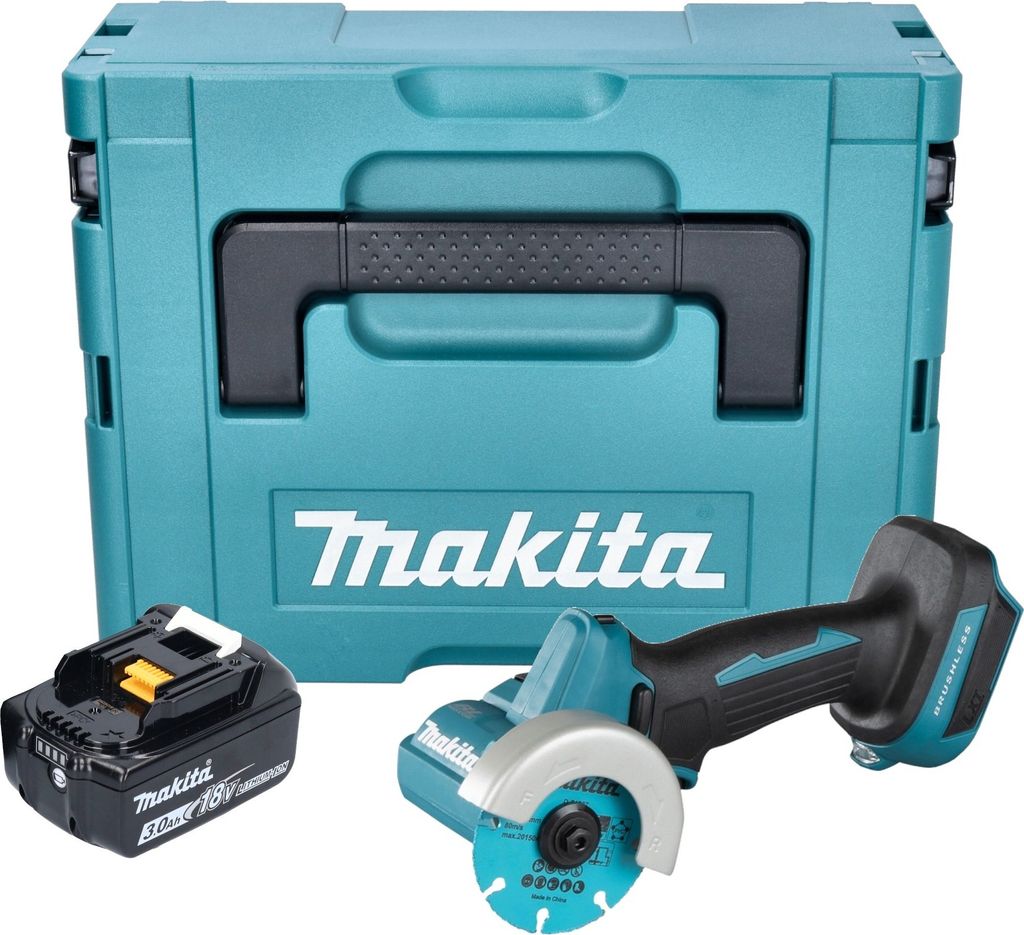 Makita DMC 300 F1J Akku Winkelschleifer 18 V 76 mm Brushless + 1x Akku 3,0 Ah + Makpac - ohne Ladegerät