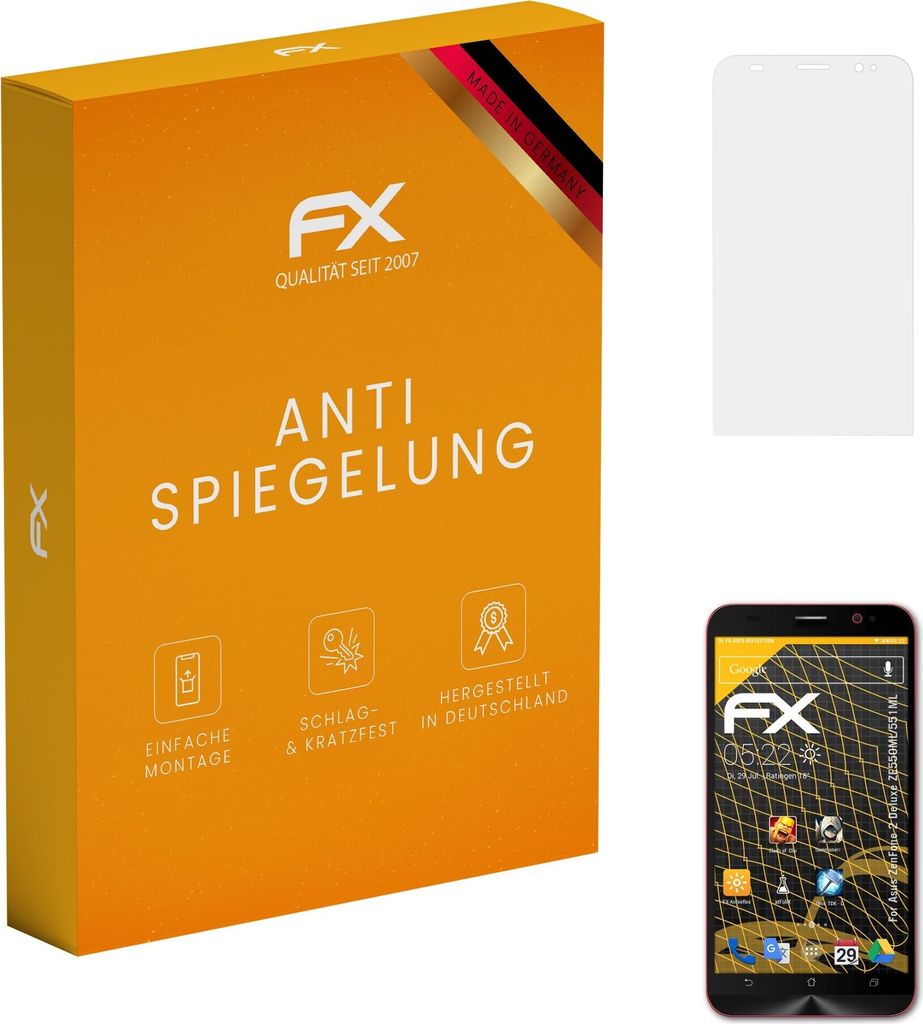 atFoliX FX-Antireflex 3x Schutzfolie kompatibel mit Asus ZenFone 2 Deluxe (ZE550ML/551ML) Displayfolie