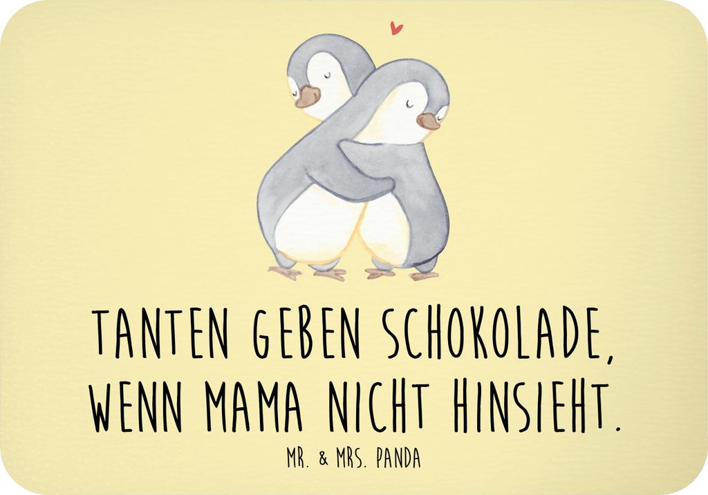 Mr. & Mrs. Panda Kühlschrankmagnet Tante Schokolade - Gelb Pastell - Geschenk, magnet, Freude, Freuden, einzigartige Designs, Notizhalter, Neffe, ...