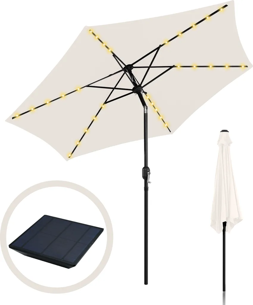 Ombrellone Bettizia Ø350cm con LED: Ombra Girevole 360° per Giardino