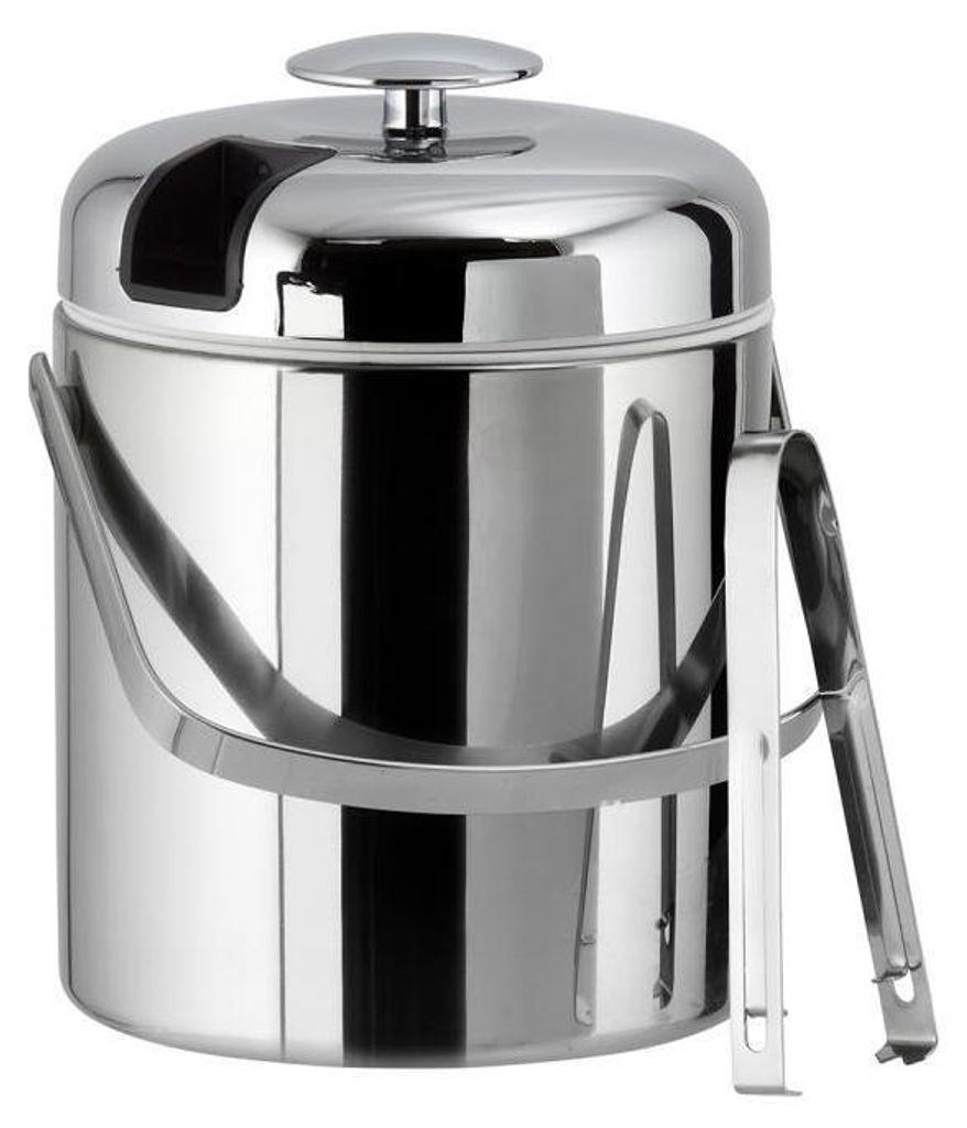 APS 36015 Eiseimer-Set POLAR, Edelstahl, für max. 50 Eiswürfel, inkl. Eiszange, Ø 14 cm, Höhe 22 cm