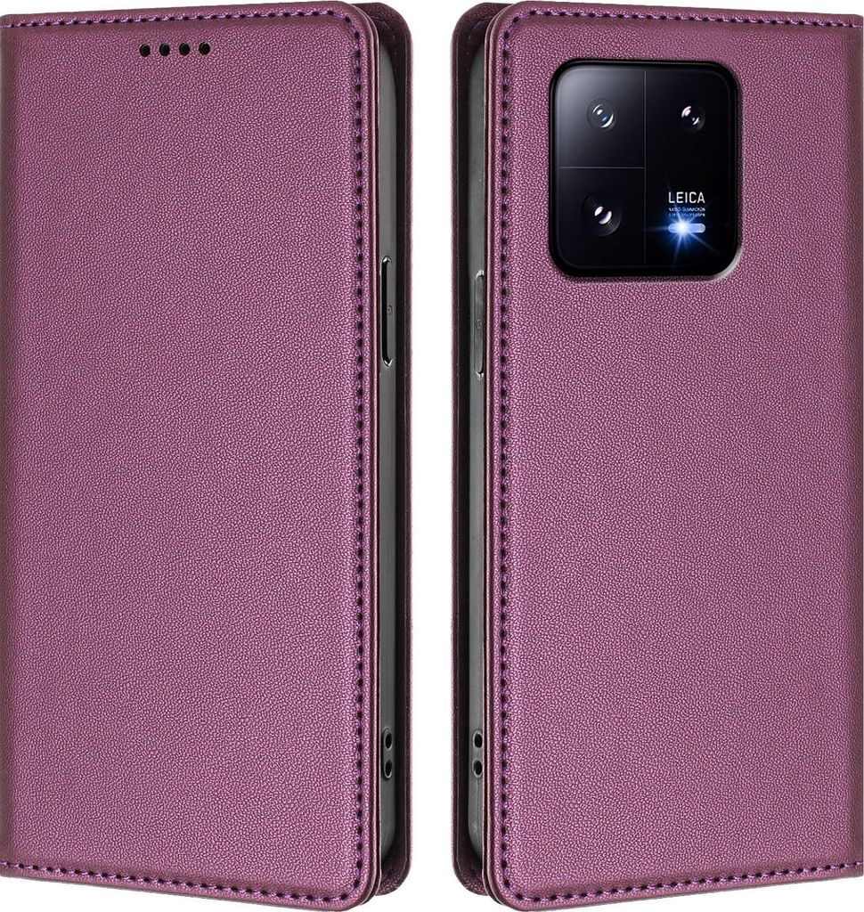 Handyhülle für Xiaomi 13 Pro, Kunstleder Klapphülle Stoßfeste Magnetische Hülle mit Ständer Lila