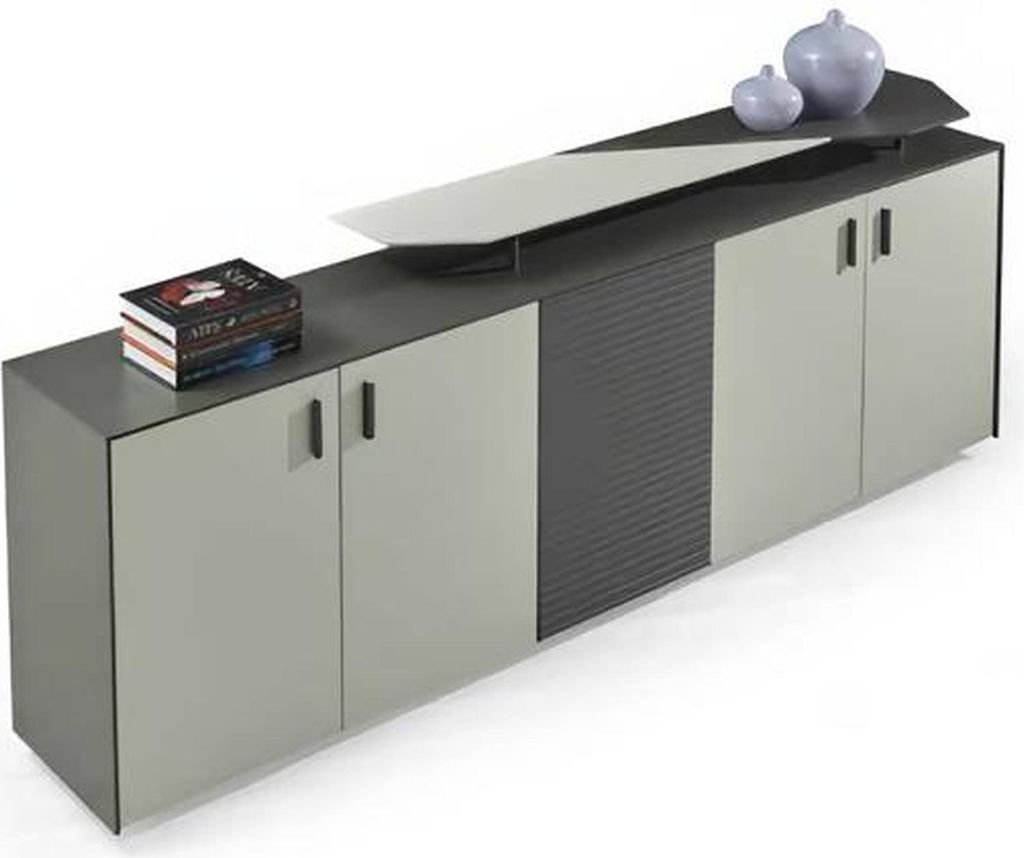 Sideboard Beistellschrank Schrank Kommode Beige Grau Holz Büromöbel