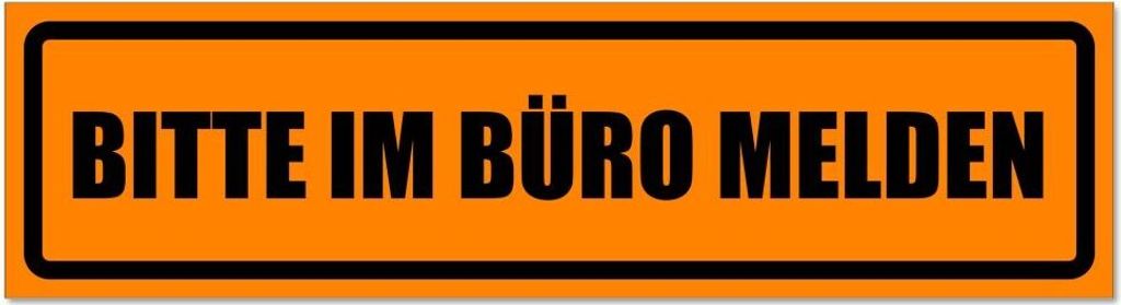 Kiwistar - Autoaufkleber - Orange - Schwarz - 60 x 16 cm - Bitte im Büro melden invertiert - Hinweis Aufkleber Sticker für Auto, Kfz, Fahrrad, PK...