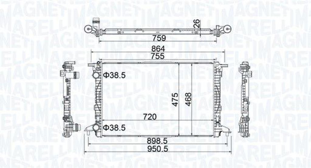 MAGNETI MARELLI 350213208900 Motorkühler OE 80A121251D kompatibel mit A4 8W, Q7, Q5, A6 4A, A5 F5