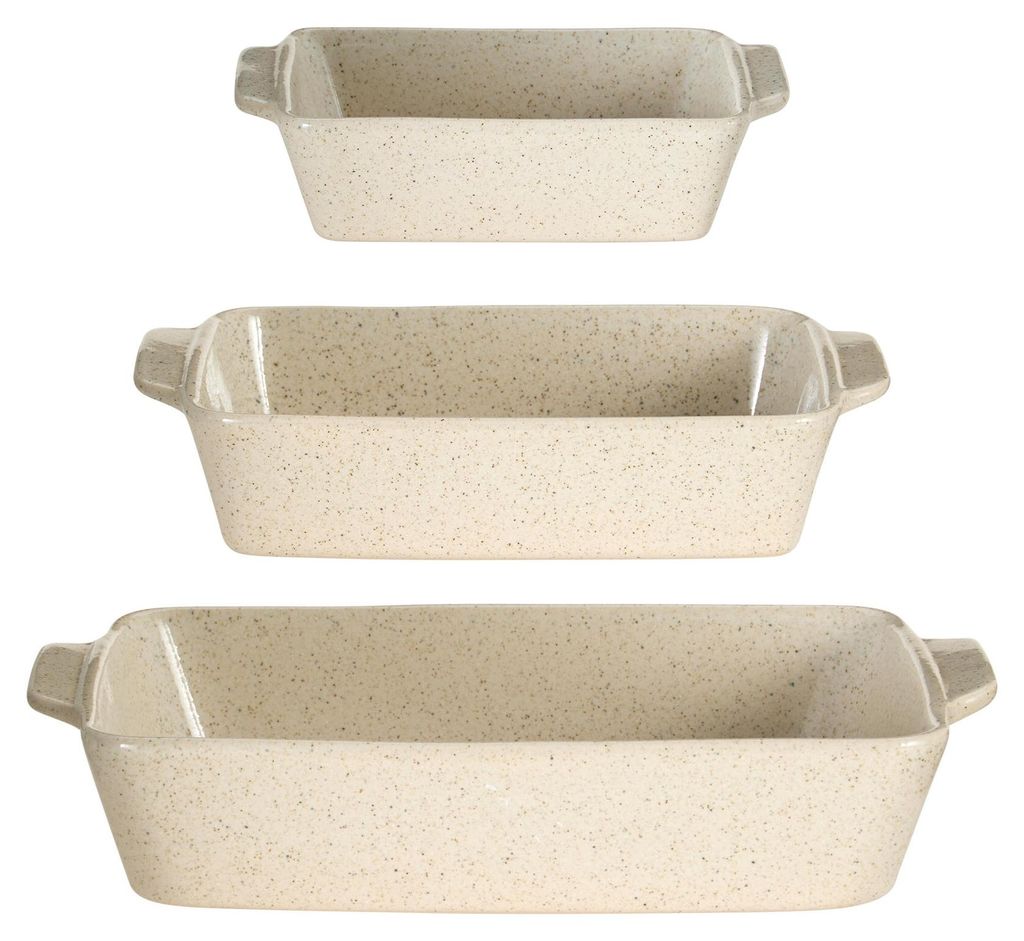 Set aus 3 Steingut-Auflaufformen zum Backen, 2,5 l / 1,5 l Produktbild 