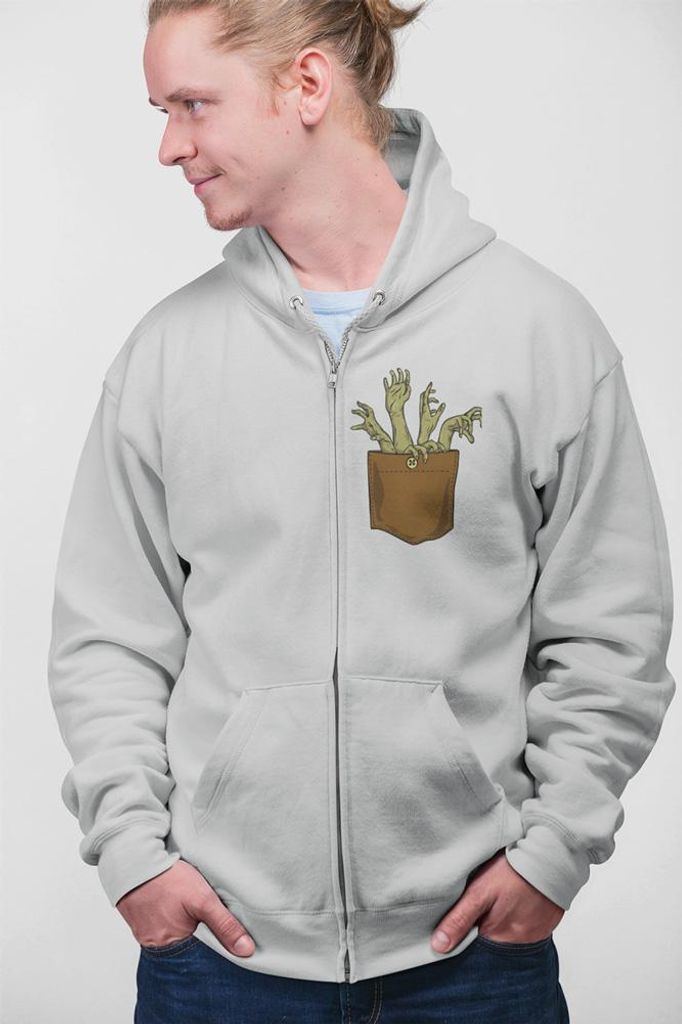 D&B Uni Hoodie ZIPPO00034 Zombie HellGrau-Größe 2XL