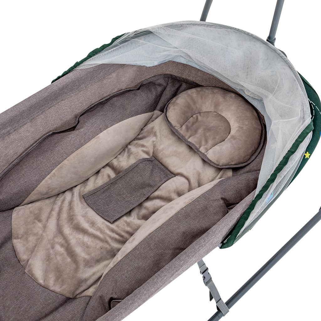 Moni Babywippe Elektrische Babywippe Meira, Musikfunktion Moskitonetz Timer Fernbedienung S0u2t0z8