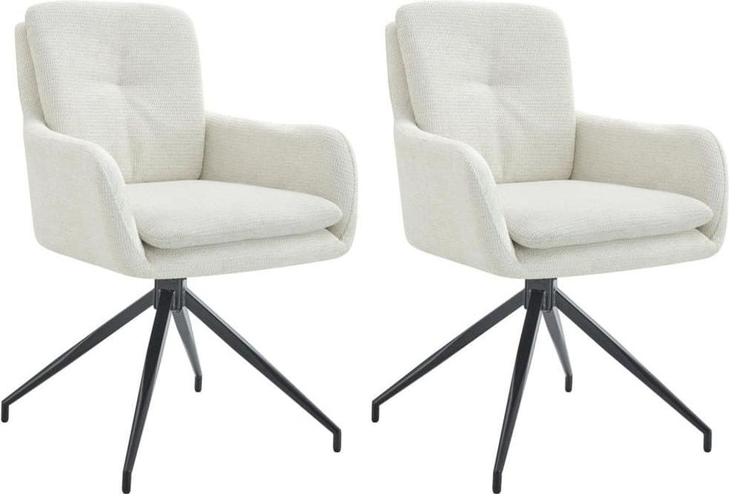 2-teiliges Set Esszimmerstühle - Küchenstühle - 180° Drehfunktion | Farbe: Creme