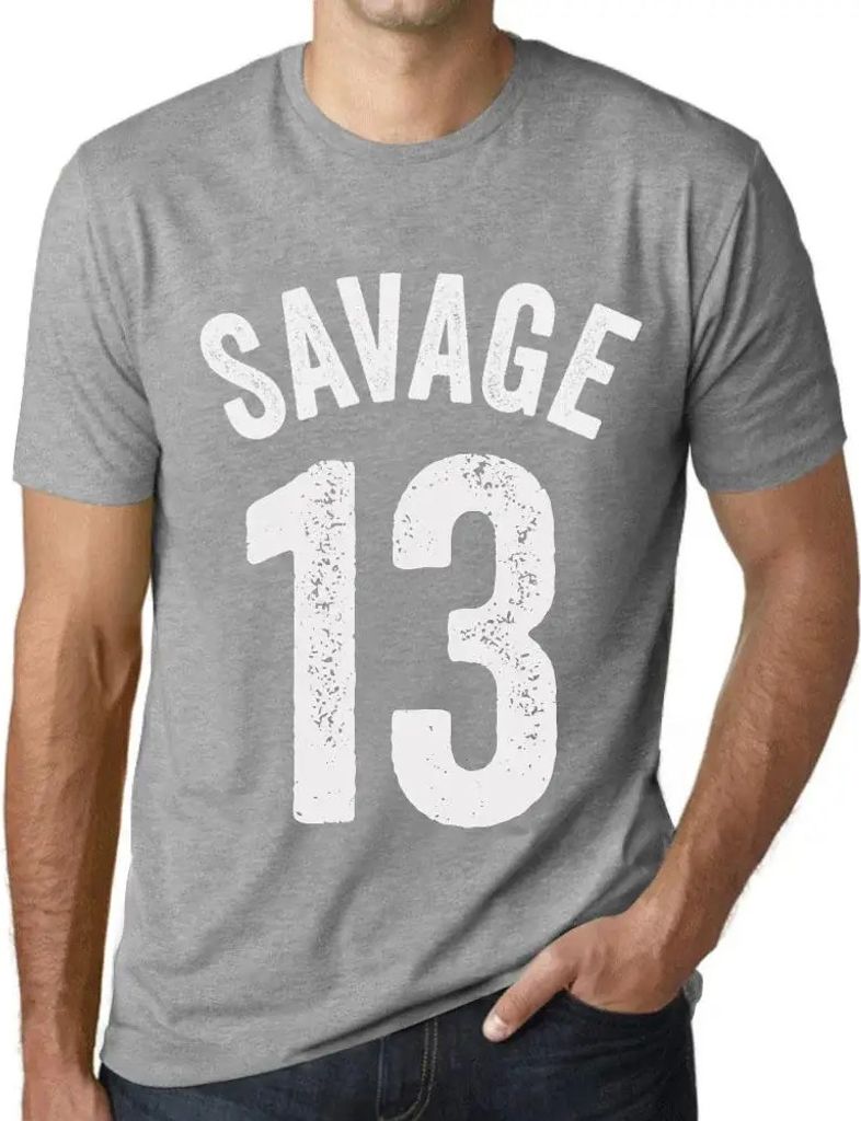 Herren Grafik T-Shirt Savage 13 Geschenk 13. Geburtstag Jahrestag 13 Jahre Jubiläum 13 Jährige Mann Jahrgang 2011 Kurzarm Lustige Druck