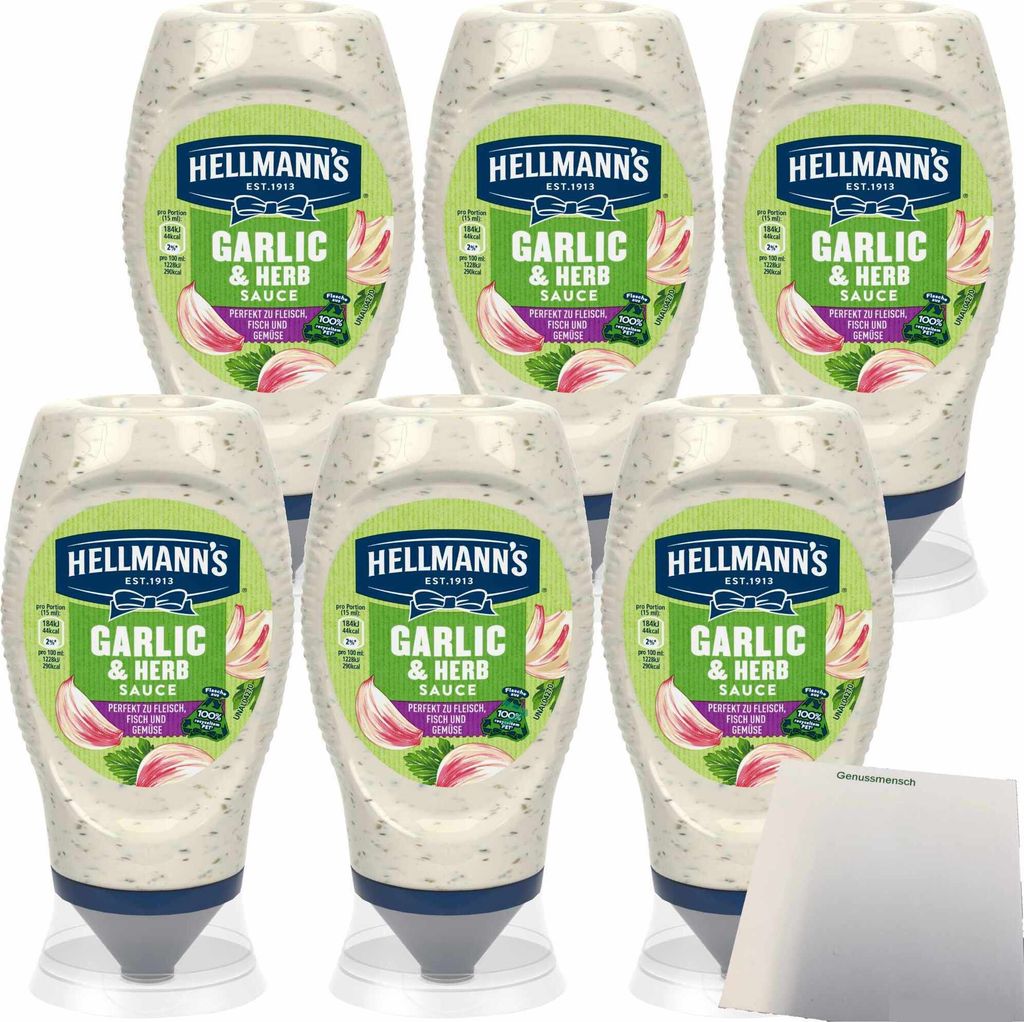 Hellmann´s Grillsauce Garlic&Herb Knoblauch+Kräuter perfekt Produktbild 
