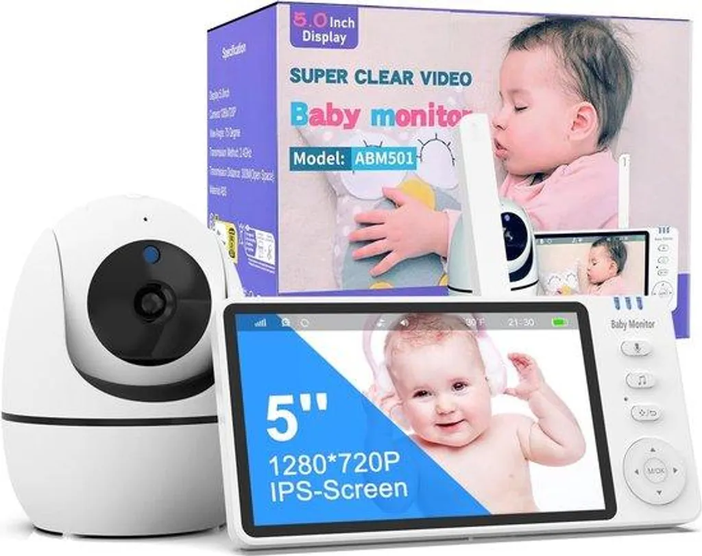 Moniteur Bébé Sans Fil Écran 5 Pouces pour Surveillance à Distance