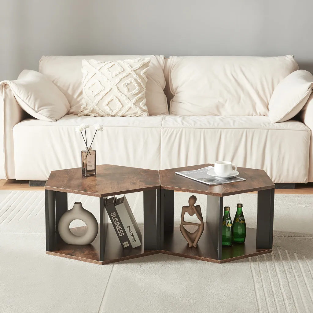 Set 2 Tavolini 'Molde' Noce/Nero | Soluzione Living Flessibile