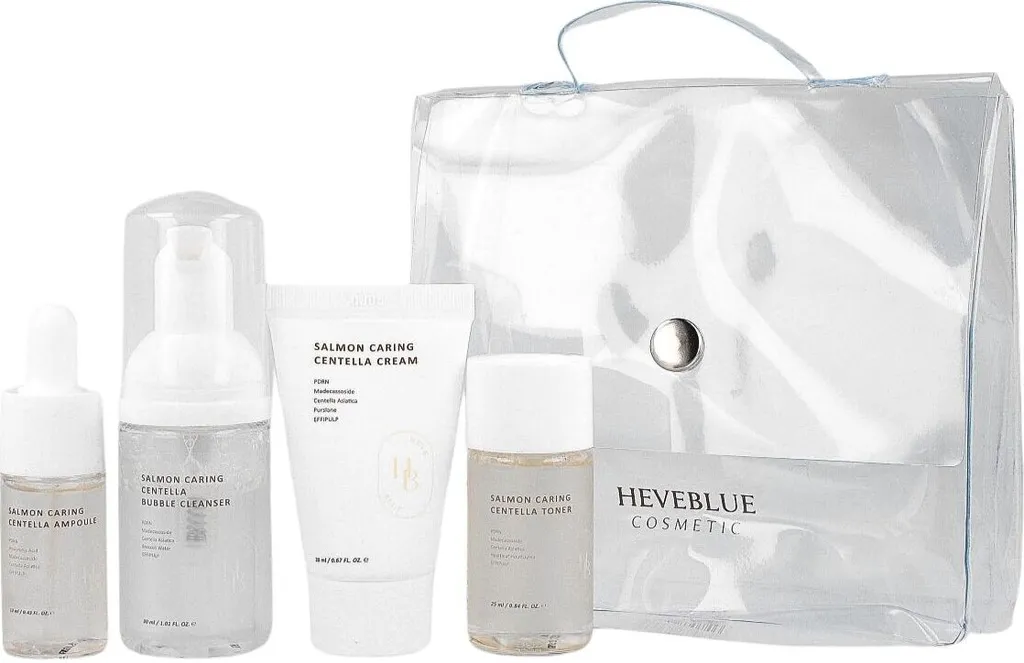 Mini Kit Cosmétique Visage Saumon Centella - HEVEBLUE Spécial Voyage