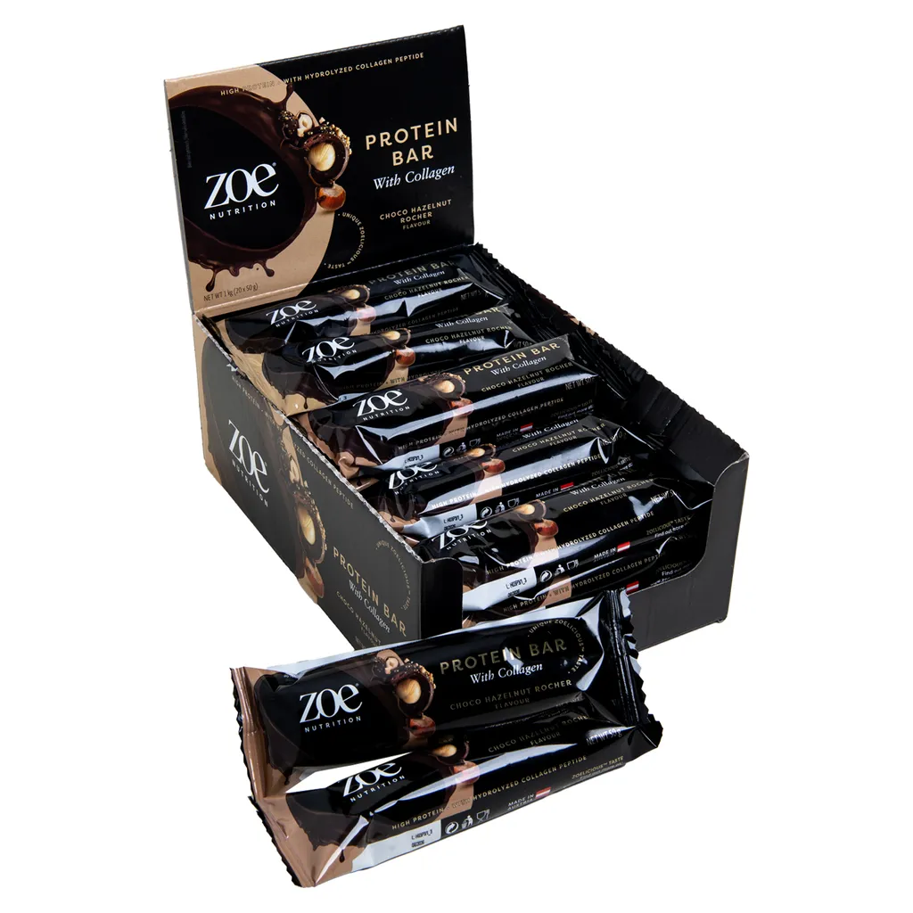 Zoe Protein Bar Choco Hazelnut Rocher - Boîte de 20 Barres x 50g