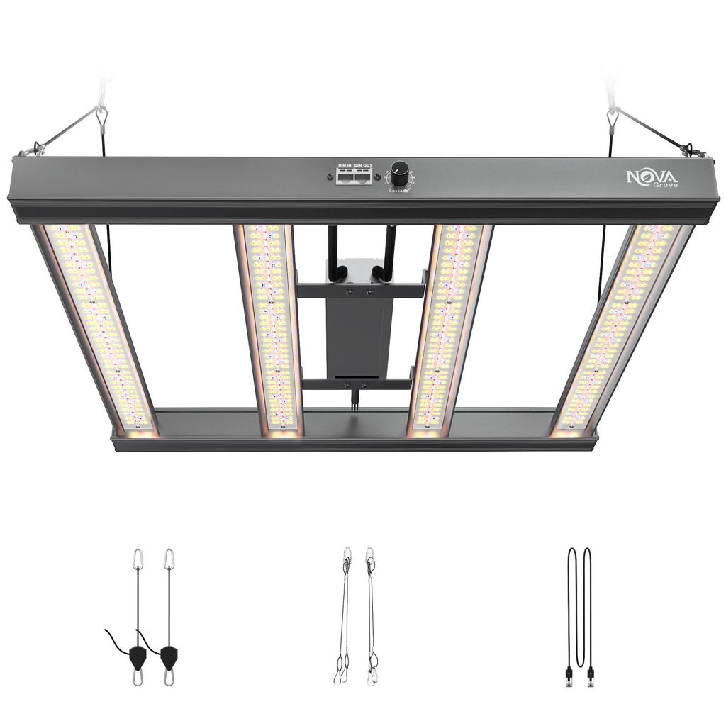 NovaGrove Pflanzenlampe LED Vollspektrum IR, 240W Grow Lampe für Growbox 90x90cm, Grow Light mit Dimmbar & Daisy Chain, PR24