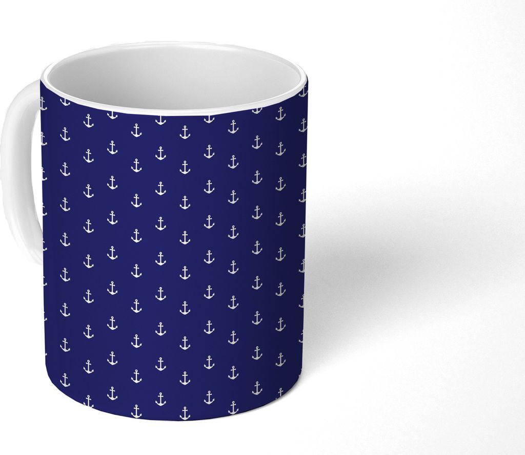 MuchoWow Tasse Kaffeetasse Kaffeebecher 350 ml Karte - Strand - Meer - Anker Teetasse - Fototasse - Becher - Keramikbecher - Teebecher - Kaffeeta...