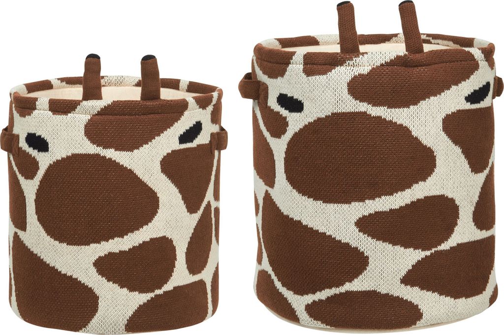 BELIANI Textilkorb Beige u. Braun Baumwolle mit Griffen Giraffenmotiv Modern für Kinder Spielsachen Aufbewahrungskorb Spielzeugkorb Jugendzimmer Deko