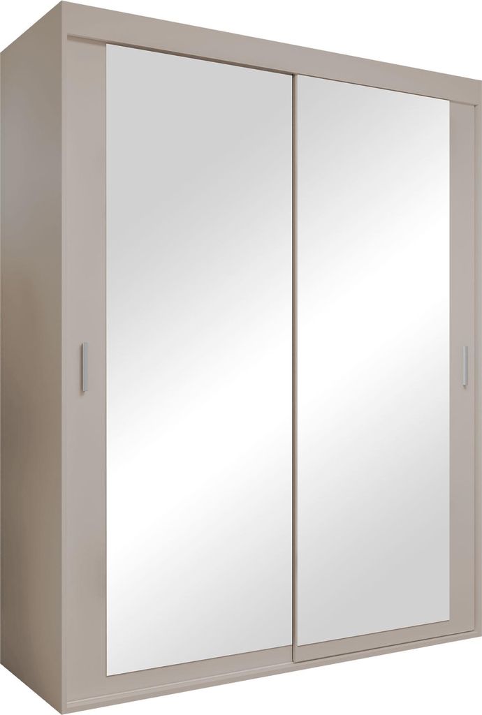 MIRJAN24 Schiebetürenschrank Mat V, mit Spiegel, Kleiderschrank vom Hersteller (Cashmere)