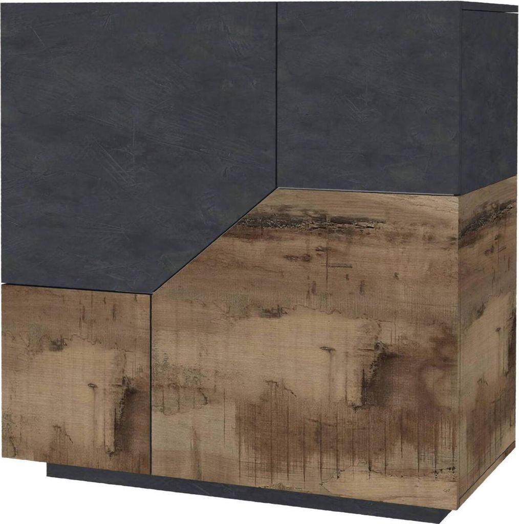 Kommode Nathan, Küchen-Sideboard mit 2 Türen, Buffet für Wohnzimmer, 100% Italy, cm 100x43h106, Schiefer und Ahorn