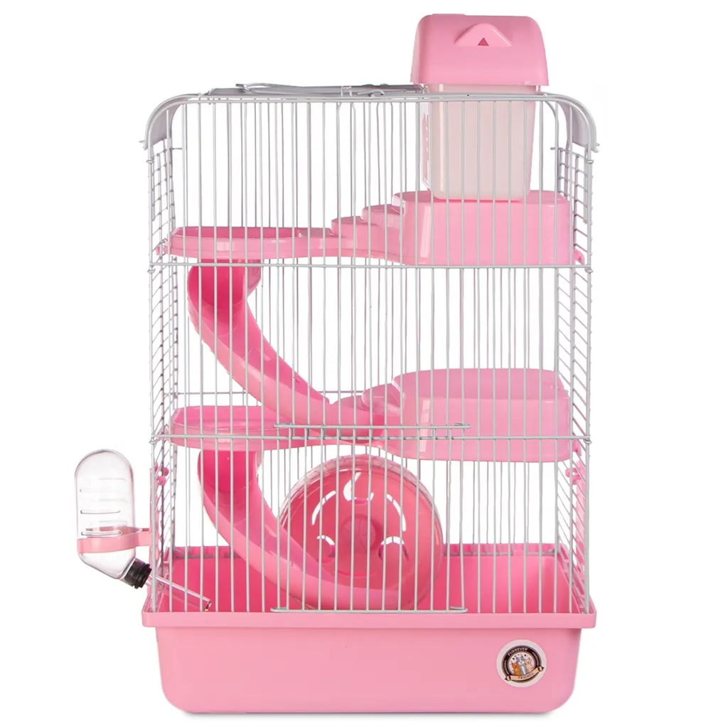Cage rongeurs tout équipé rose avec kit d'accessoires complet