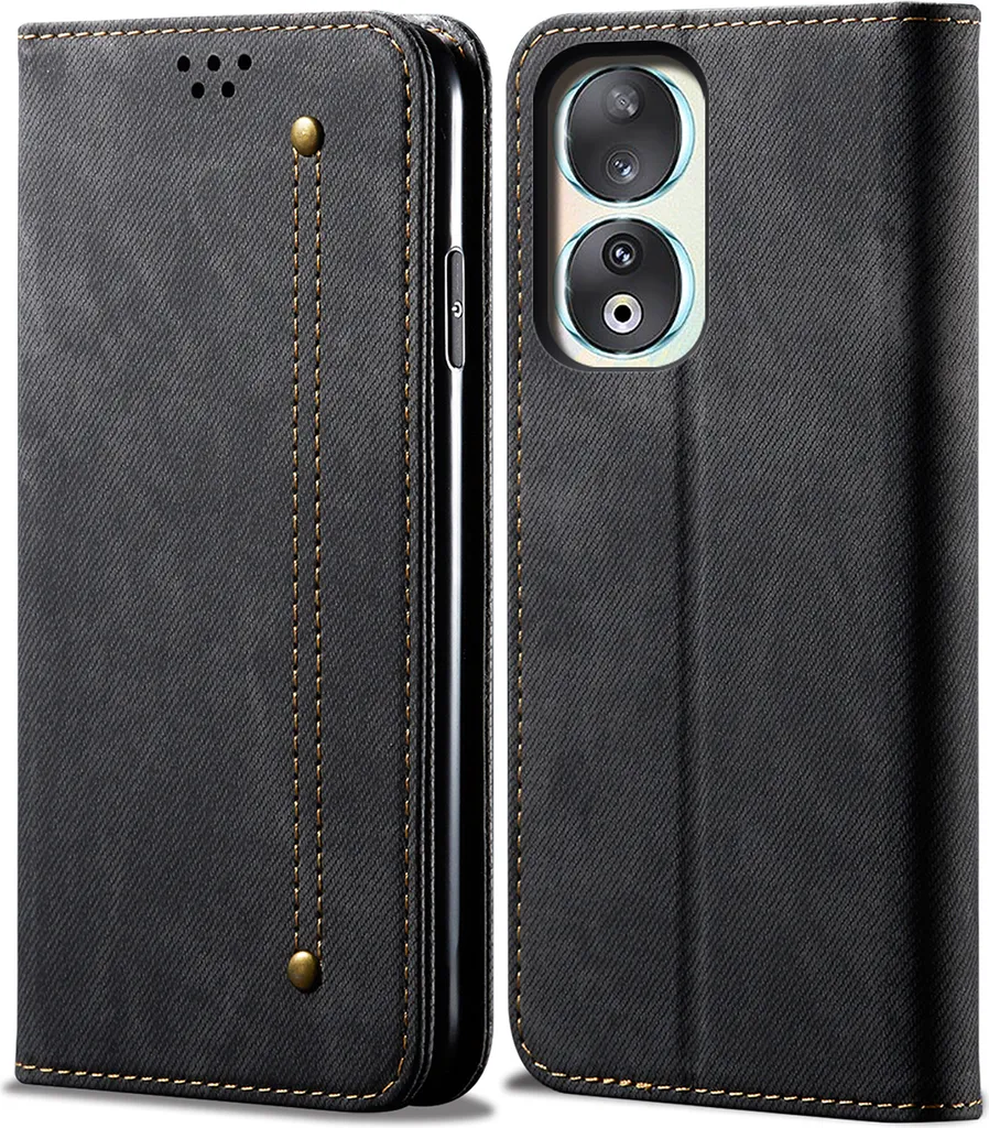 Custodia Honor 90 in Pelle Nera: Protezione Magnetica con Portafoglio