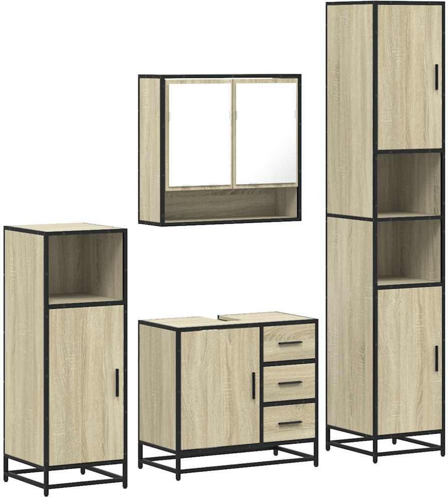 SYFAX 4-tlg. Badmöbel-Set Räuchereiche Holzwerkstoff