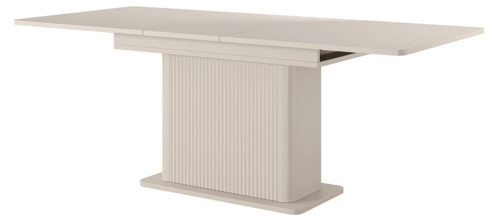 Masseno Ausziehbar Esstisch LANTANA 160 - 200 cm x 160 cm Rechteckig Tisch für Wohnzimmer, Küche, Beige