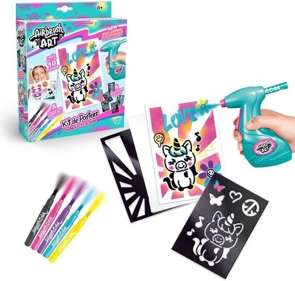 Airbrush Art Set, Elektronisches Spray, 5 Schablonen, 5 Filzstifte, Canal Toys AIR 015