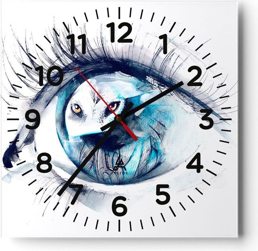 Wanduhr - Quadrat - Glasuhr - Wildnis fantasie Augapfel illustration - 40x40cm - Schleichendes Uhrwerk - Lautlos - zum Aufhängen bereit - Dekorati...