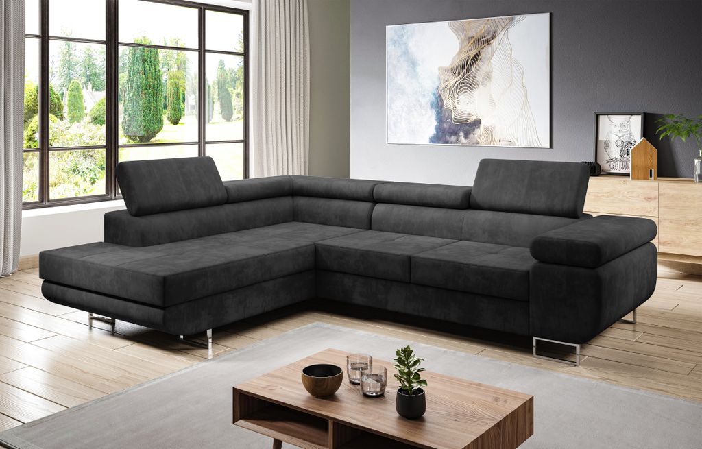 AX LIVING Couch L Form Kanya Grau 275cm mit Bettfunktion & Produktbild 