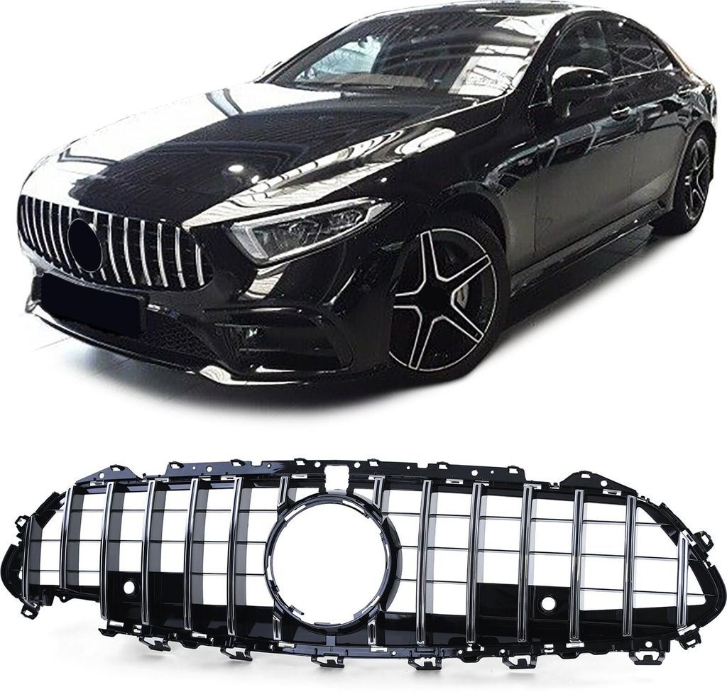Sport Kühlergrill Chrom Schwarz glänzend für Mercedes CLS C257 ab 17